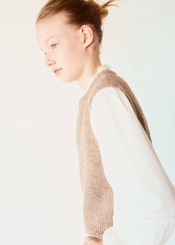 Ruffle knitted sweater — Medium Brown