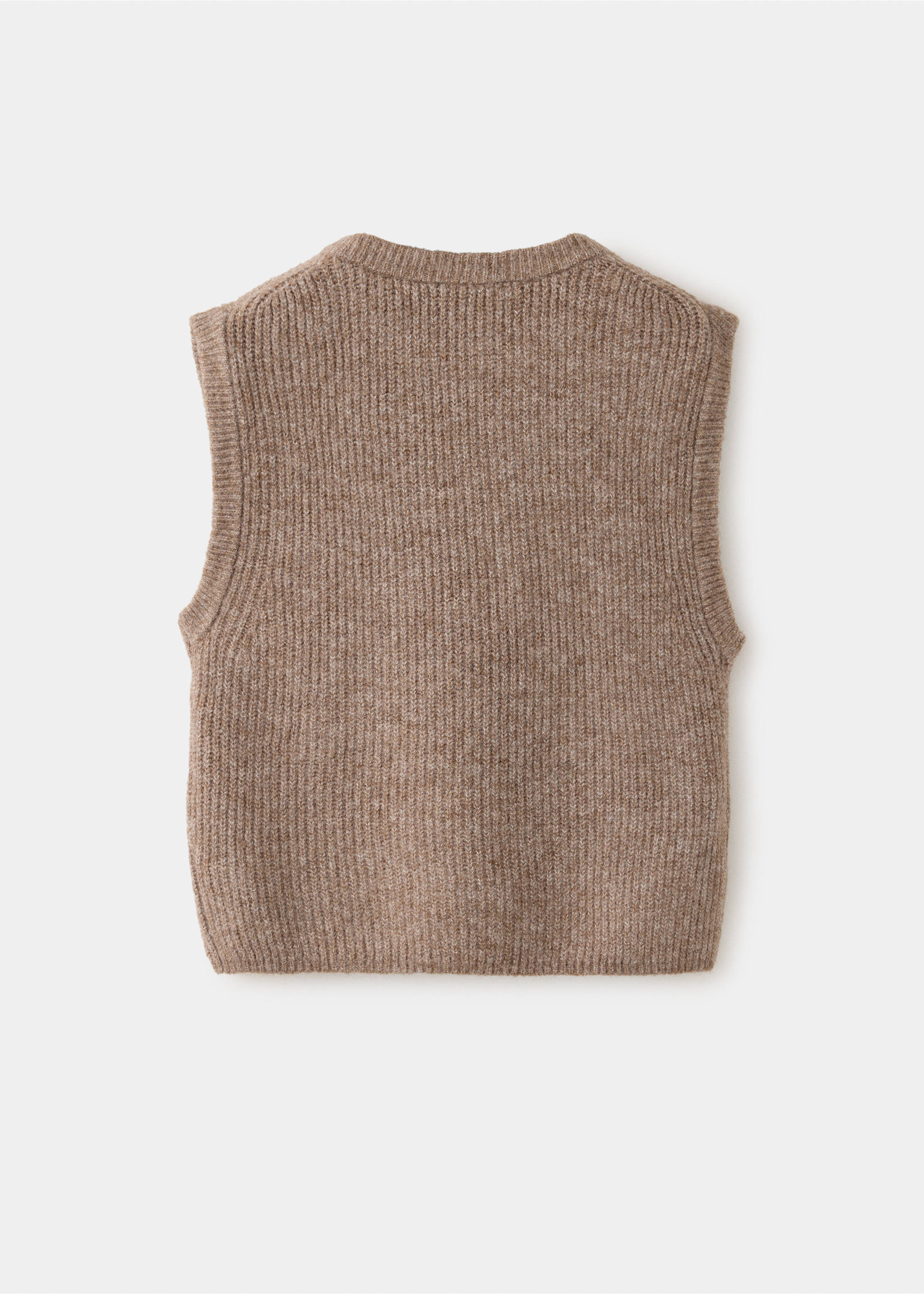 Brown knit sweater vest, back view., Medium Brown. Ref: 37077809-00.