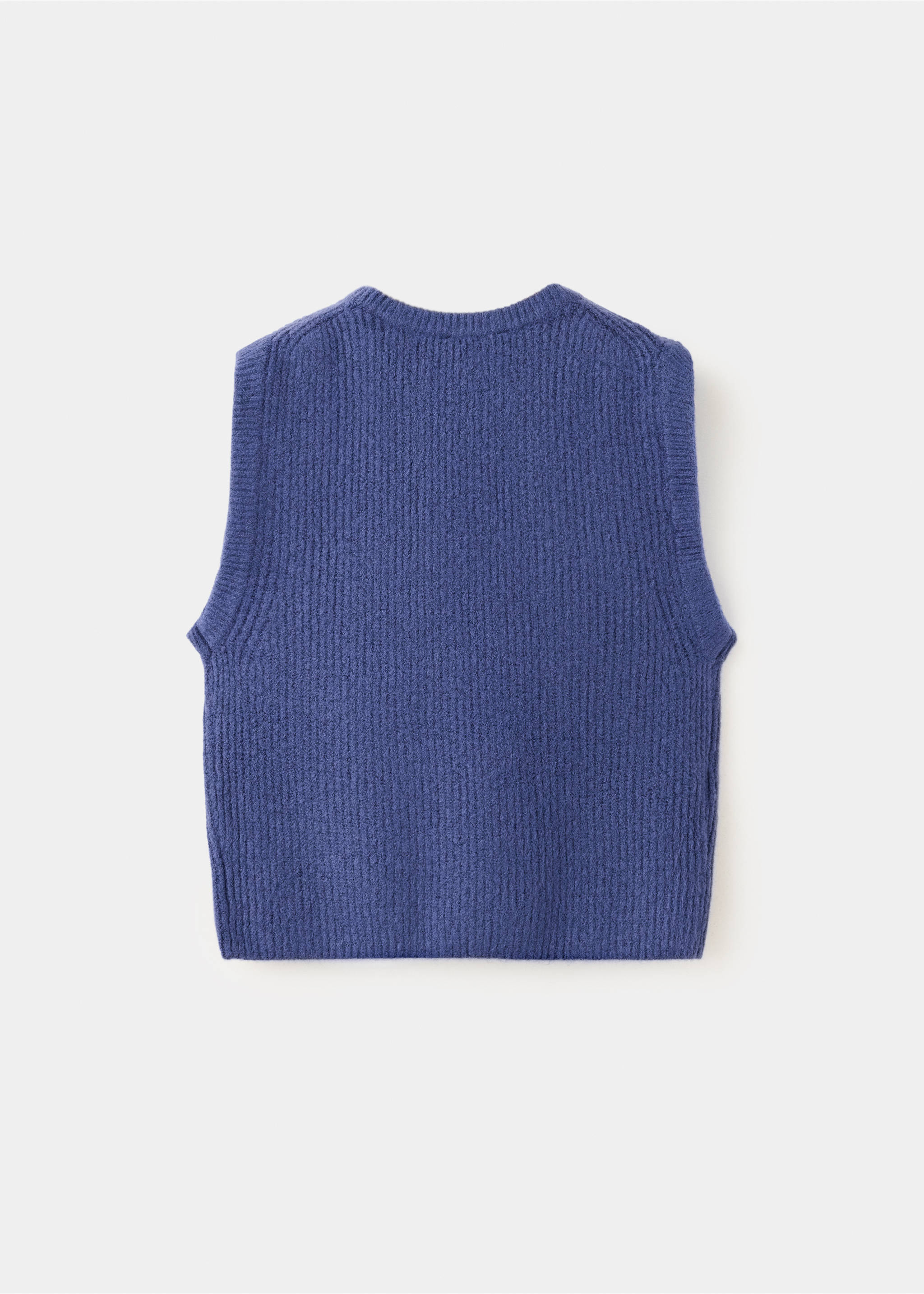 Blue kids' knitted sweater vest, back view., Indigo Blue. Ref: 37077809-00.