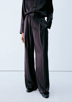 Pleated striped trousers — Navy 1