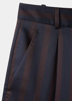 Pleated striped trousers — Navy 6