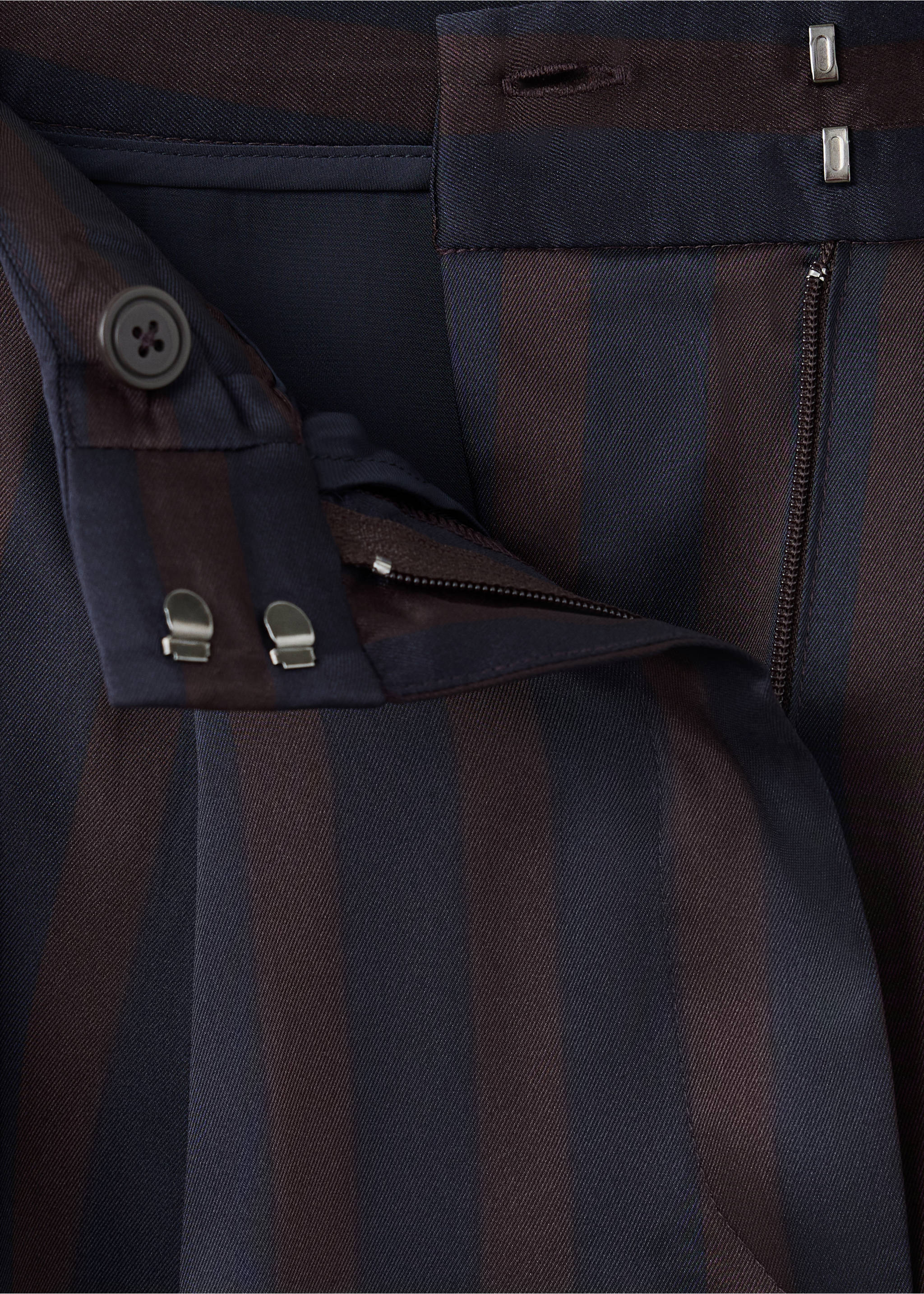 Pleated striped trousers - Details of the article 0, Navy. Ref: 37077813-00.