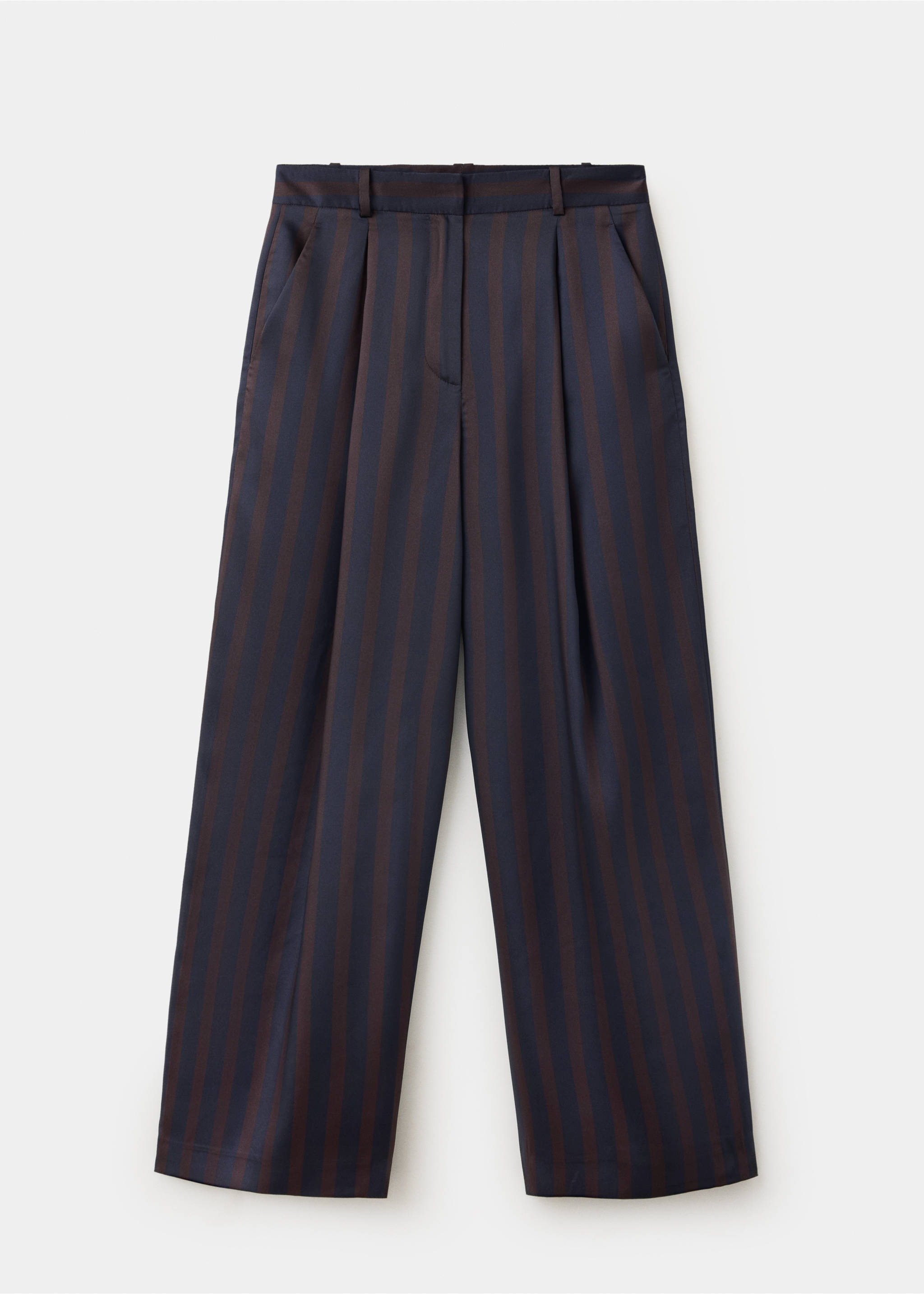 Pleated striped trousers - Article without model, Navy. Ref: 37077813-00.