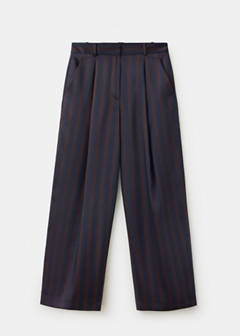 Pleated striped trousers — Navy 5