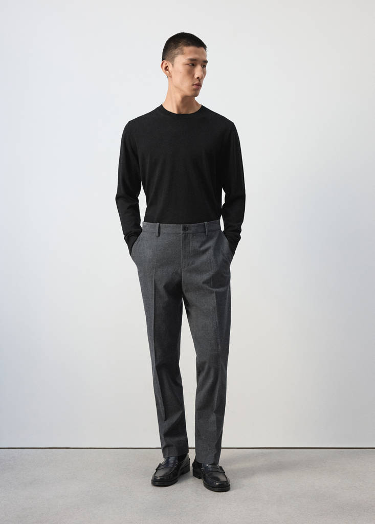 Spodnie flanelowe slim fit ciemnoszary - Mężczyzna - 44 - MANGO MAN