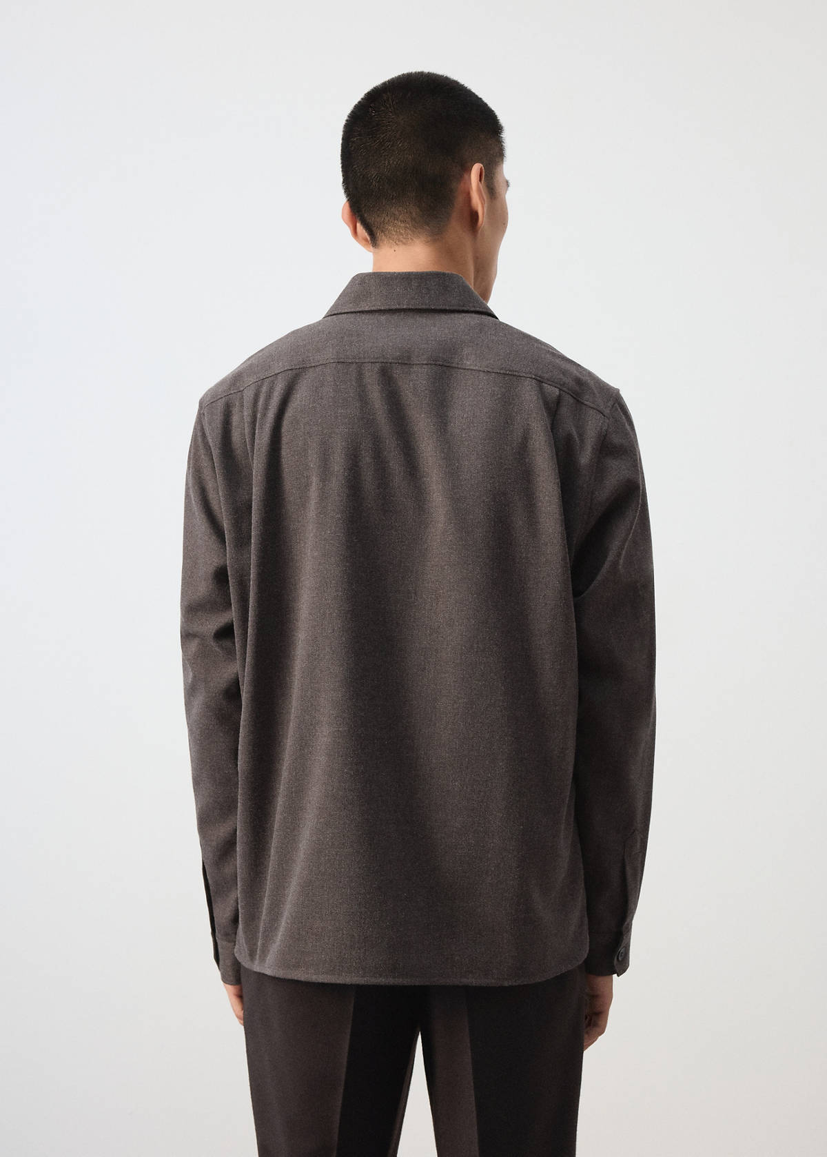 Wool-blend overshirt with pockets — Brown