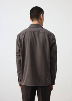 Wool-blend overshirt with pockets — Brown 3