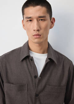 Wool-blend overshirt with pockets — Brown 4
