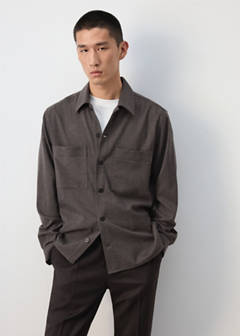 Wool-blend overshirt with pockets — Brown 6