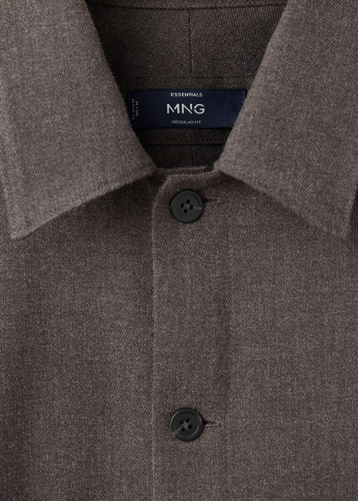 Wool-blend overshirt with pockets — Brown