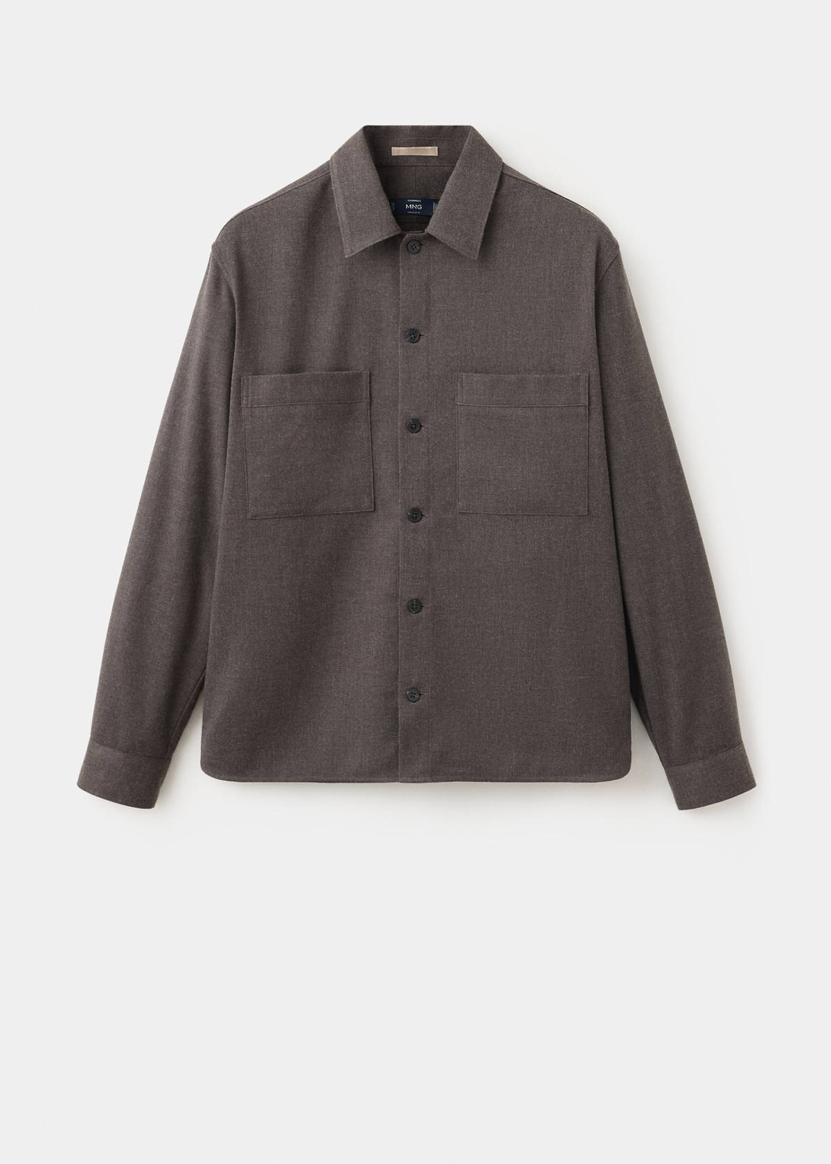 Wool-blend overshirt with pockets — Brown