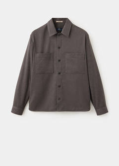 Wool-blend overshirt with pockets — Brown 7