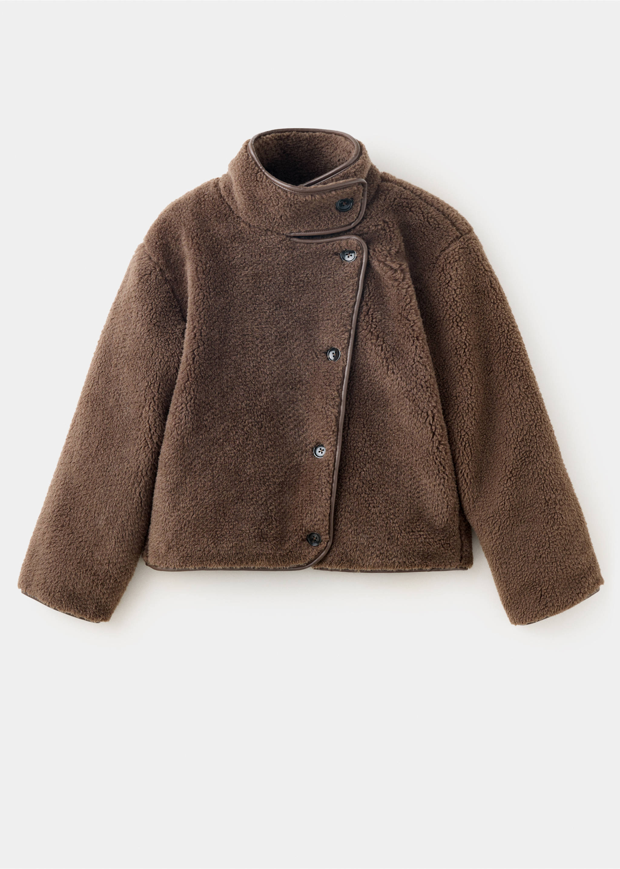 Shearling-effect coat - Article without model, Chocolate. Ref: 37077886-00.
