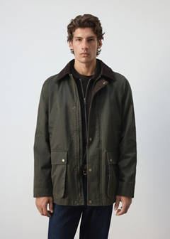 Waxed parka with detachable hood — Dark Green 1