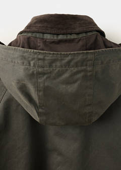 Waxed parka with detachable hood — Dark Green 10
