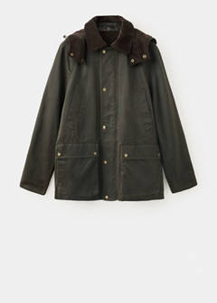 Waxed parka with detachable hood — Dark Green 8