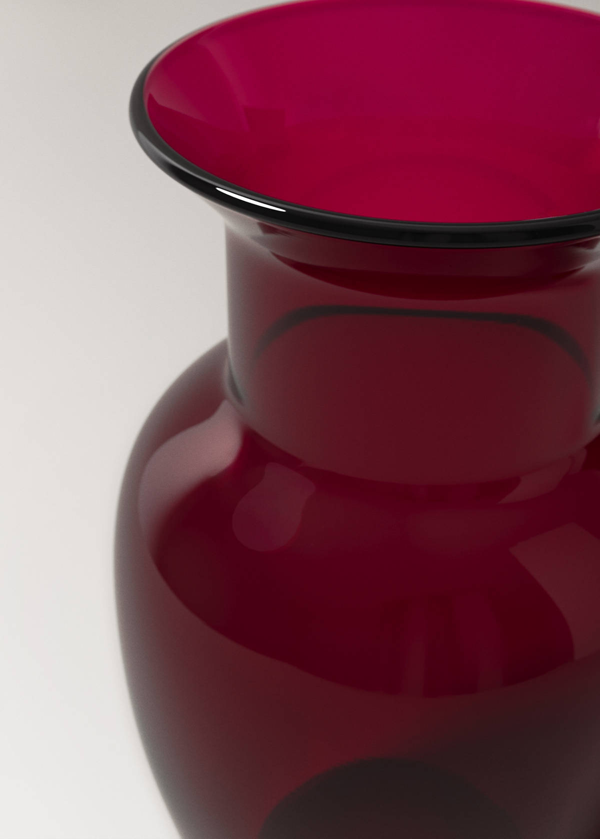 Tall hand-blown glass vase — Red