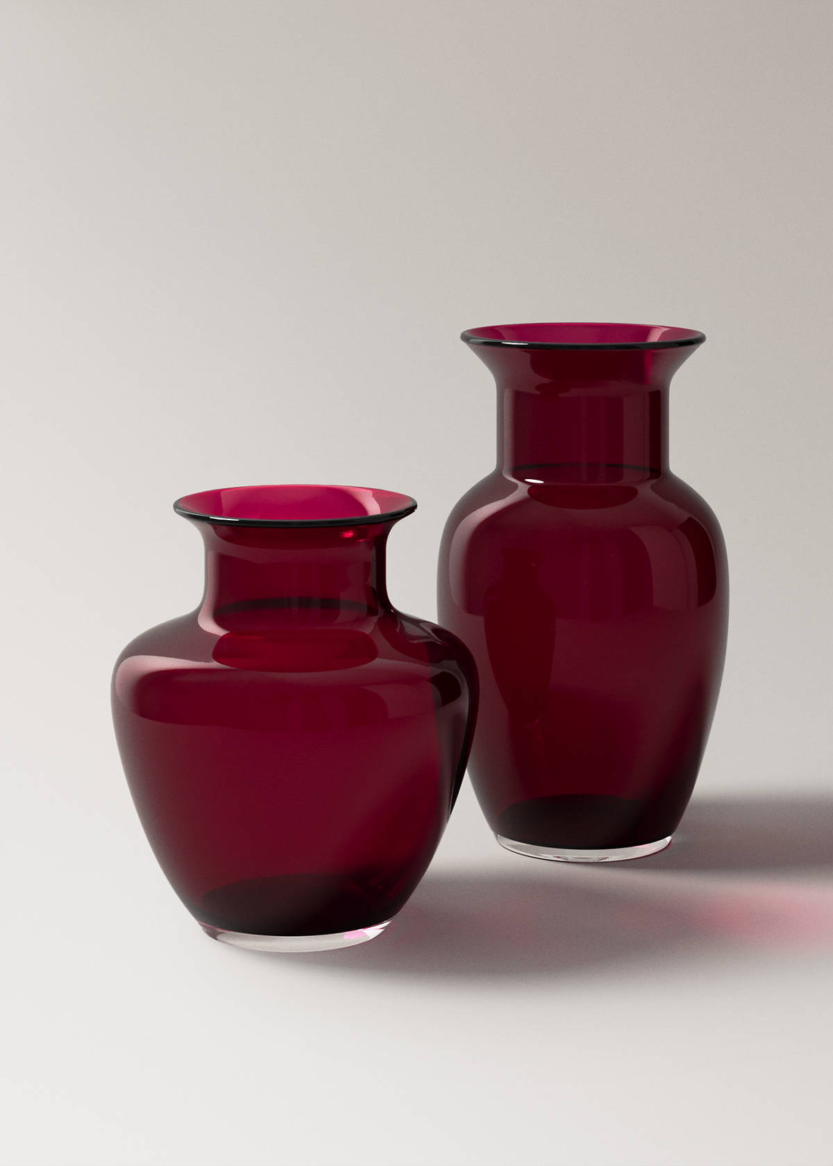 Tall hand-blown glass vase — Red