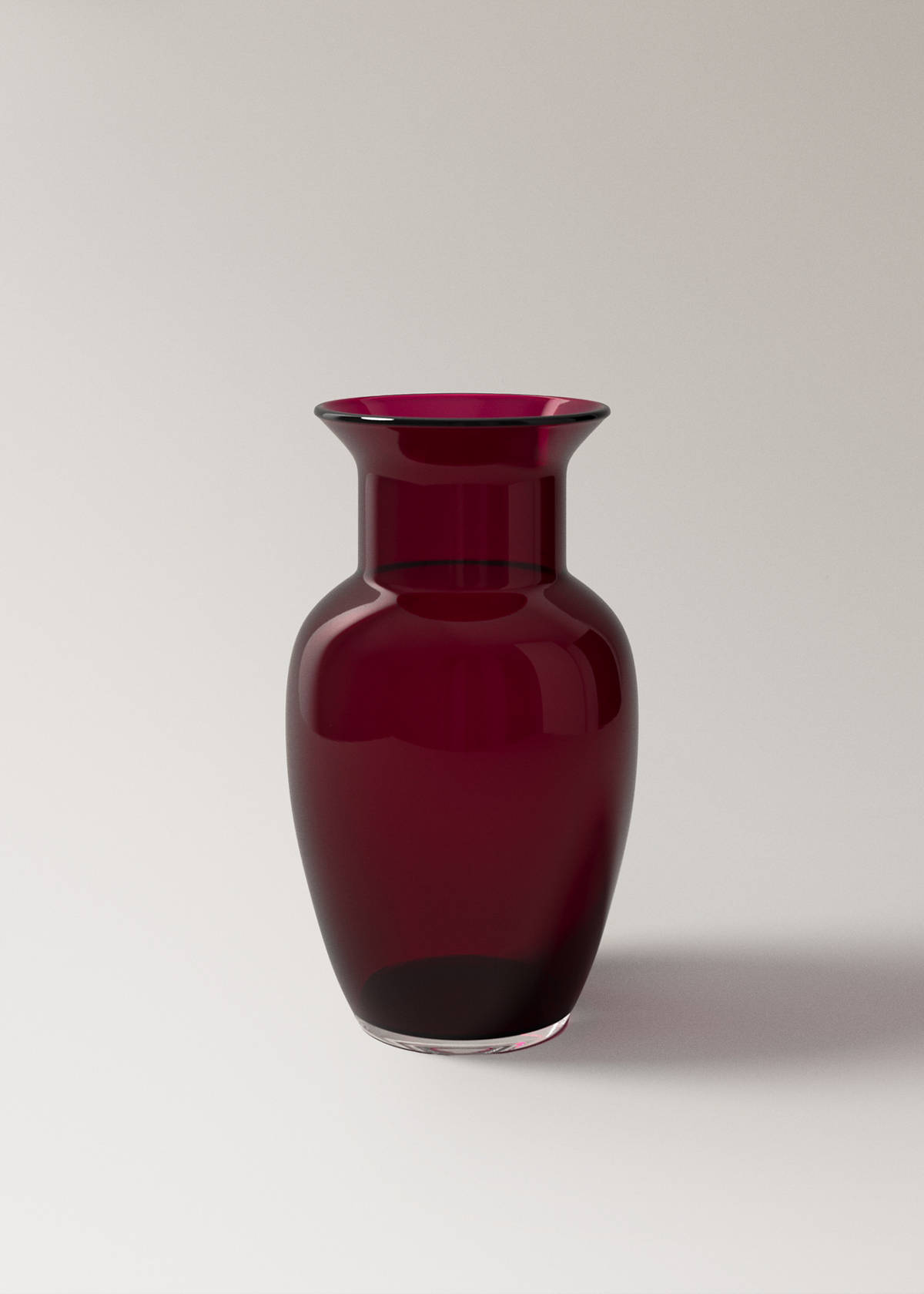 Tall hand-blown glass vase — Red