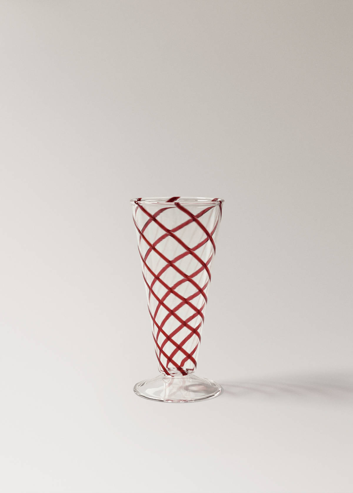 Striped crystal goblet — Red