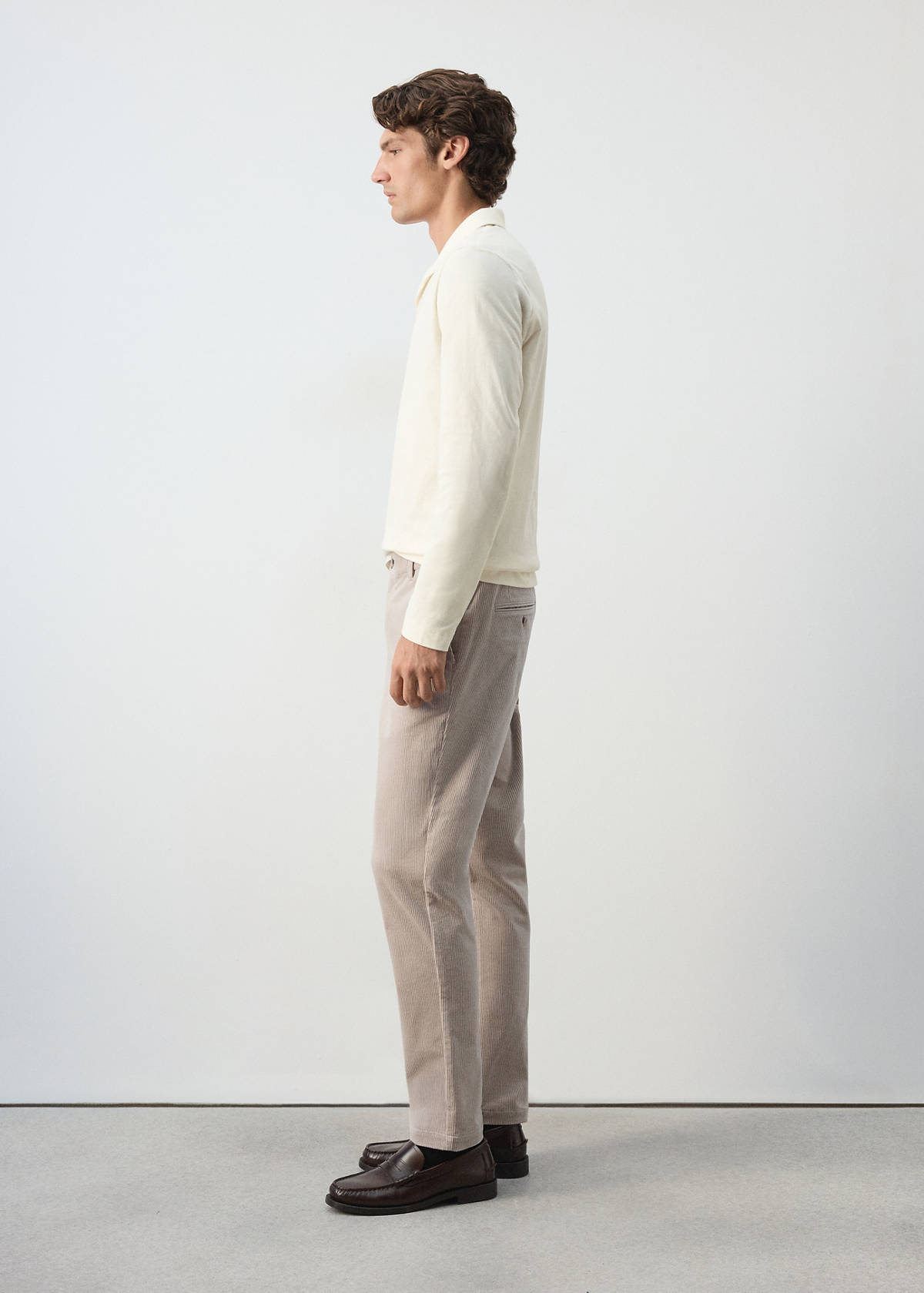 Corduroy slim-fit trousers — Light/Pastel Grey