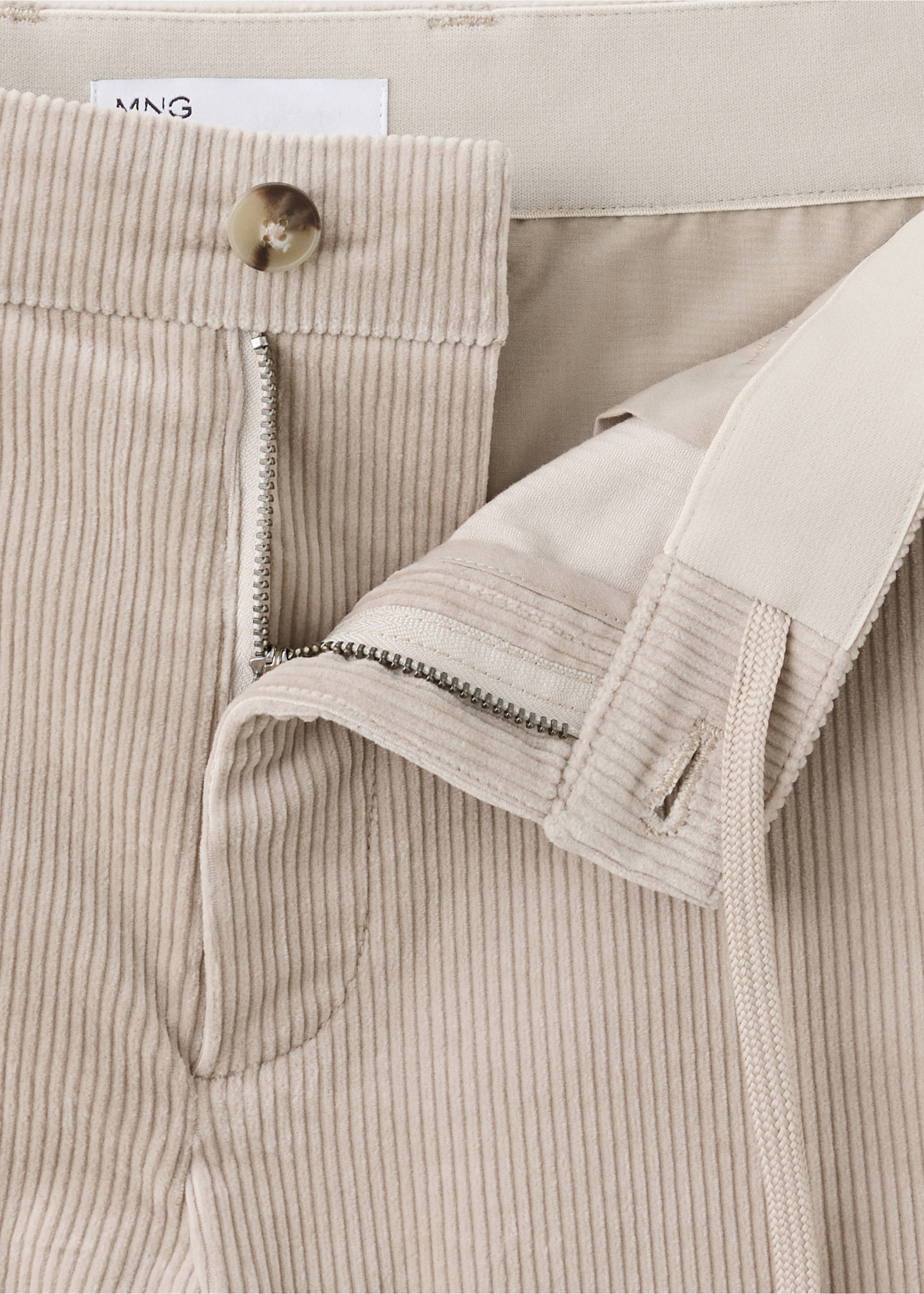 100% COTTON SLIM FIT TROUSERS - Details of the article 8, Light/Pastel Grey. Ref: 37077898-00.