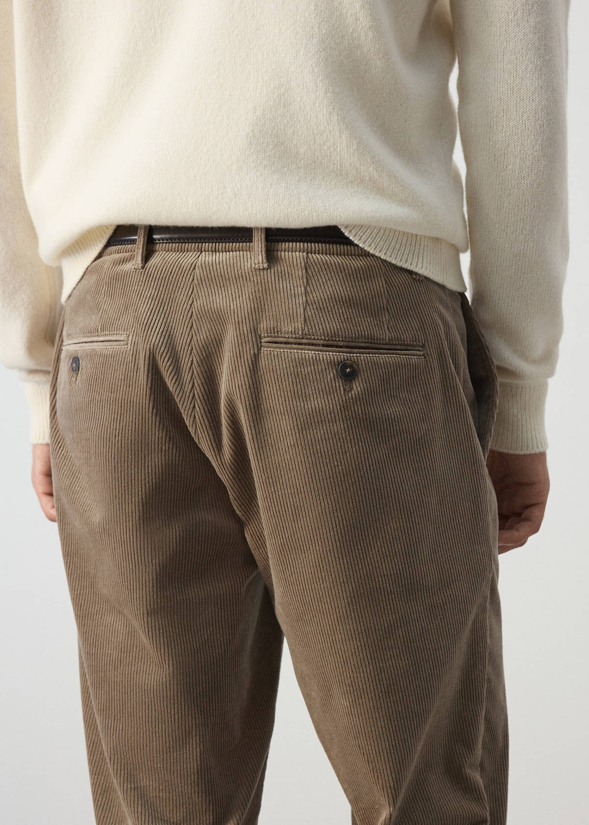 Corduroy slim-fit trousers — Tobacco Brown