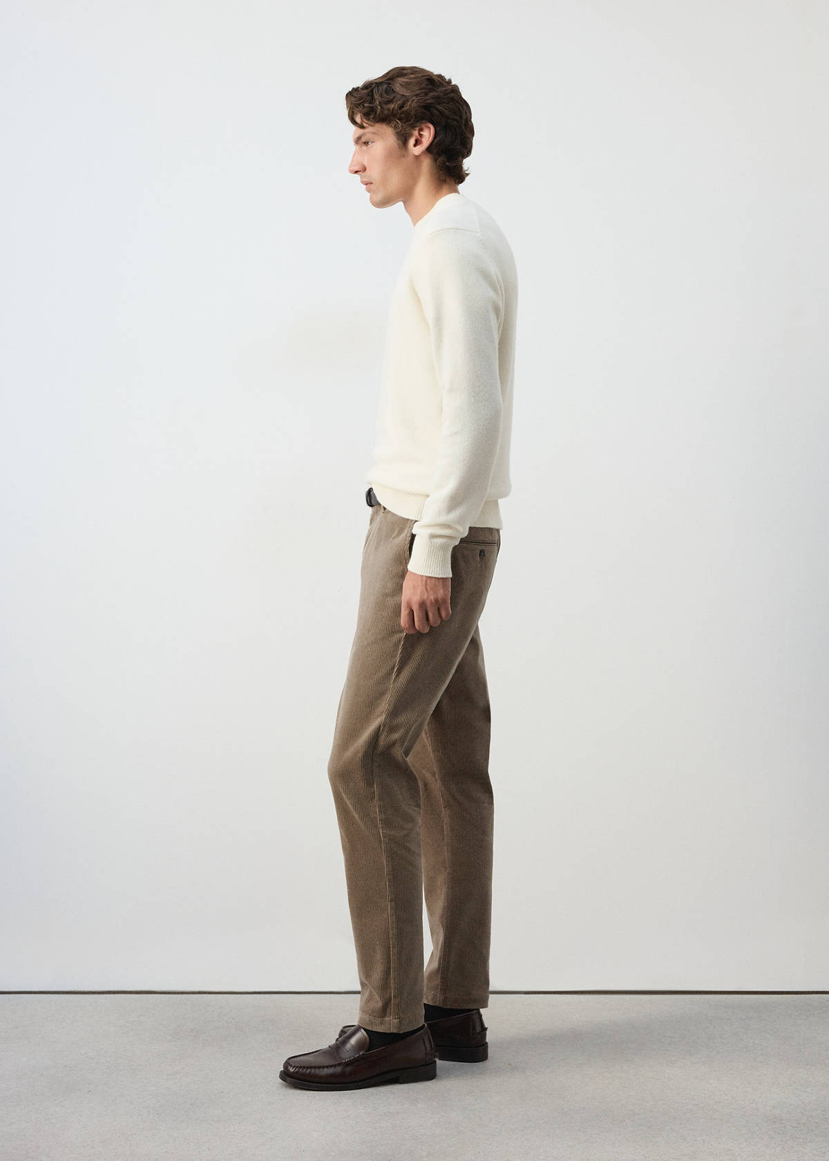 Corduroy slim-fit trousers — Tobacco Brown