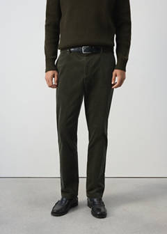 Corduroy slim-fit trousers — Dark Green 1