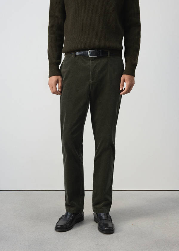 Corduroy slim-fit trousers — Dark Green