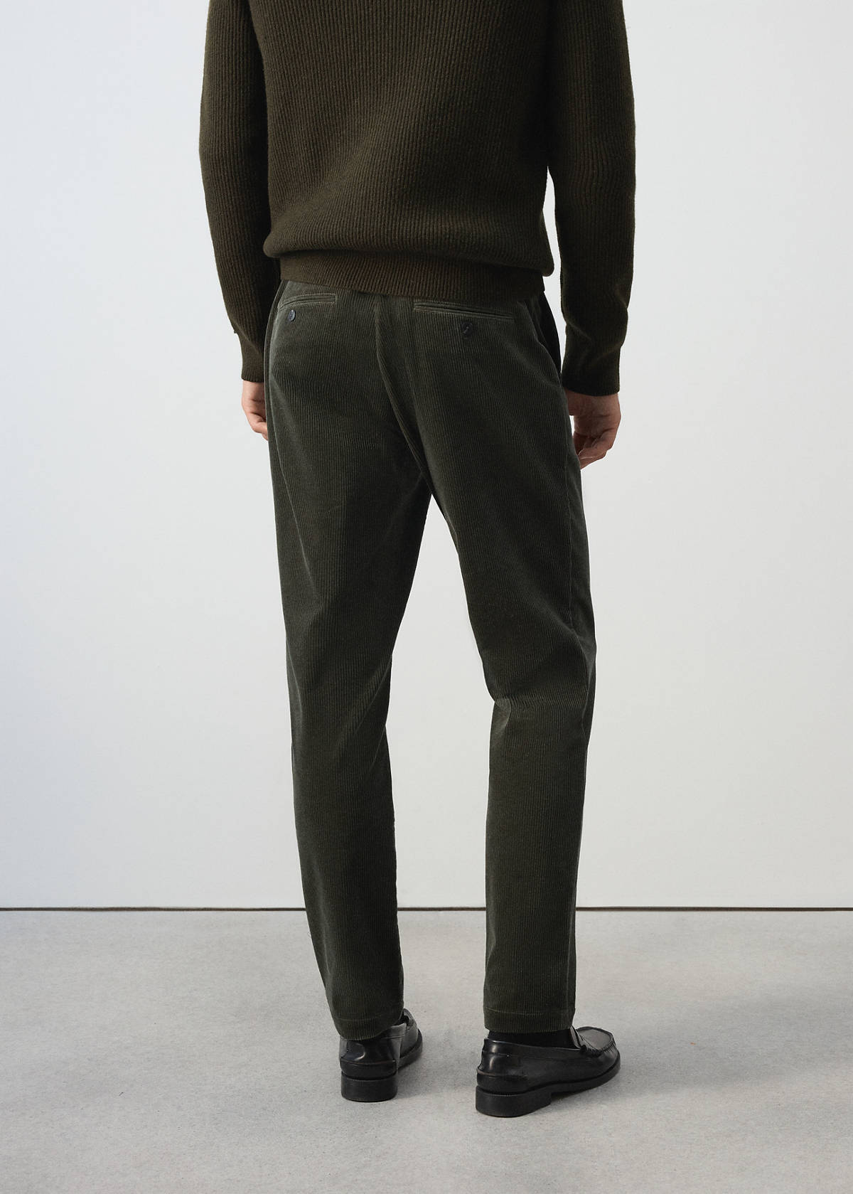 Corduroy slim-fit trousers — Dark Green