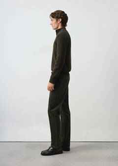 Corduroy slim-fit trousers — Dark Green 5