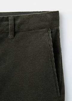 Corduroy slim-fit trousers — Dark Green 9