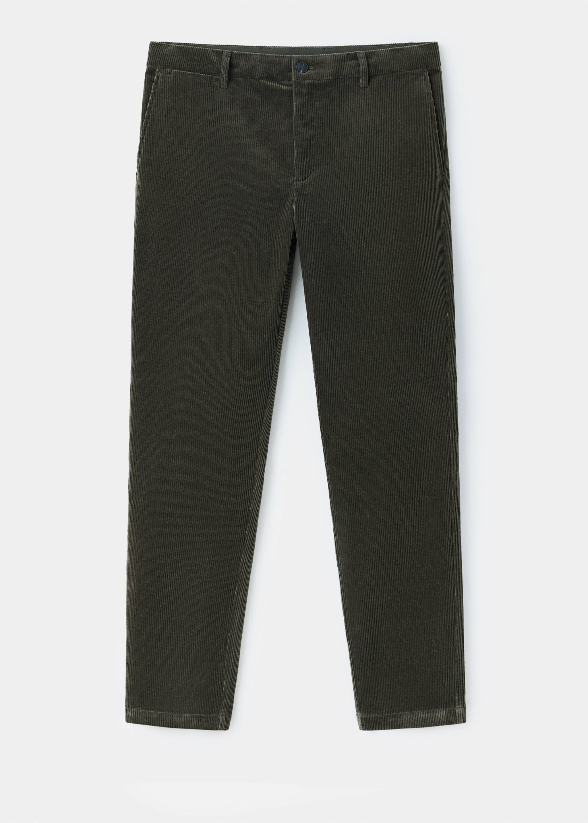 100% COTTON SLIM FIT TROUSERS - Article without model, Dark Green. Ref: 37077898-00.