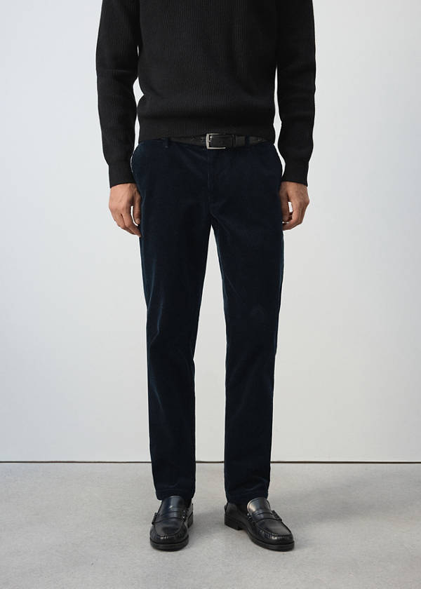 Corduroy slim-fit trousers — Navy