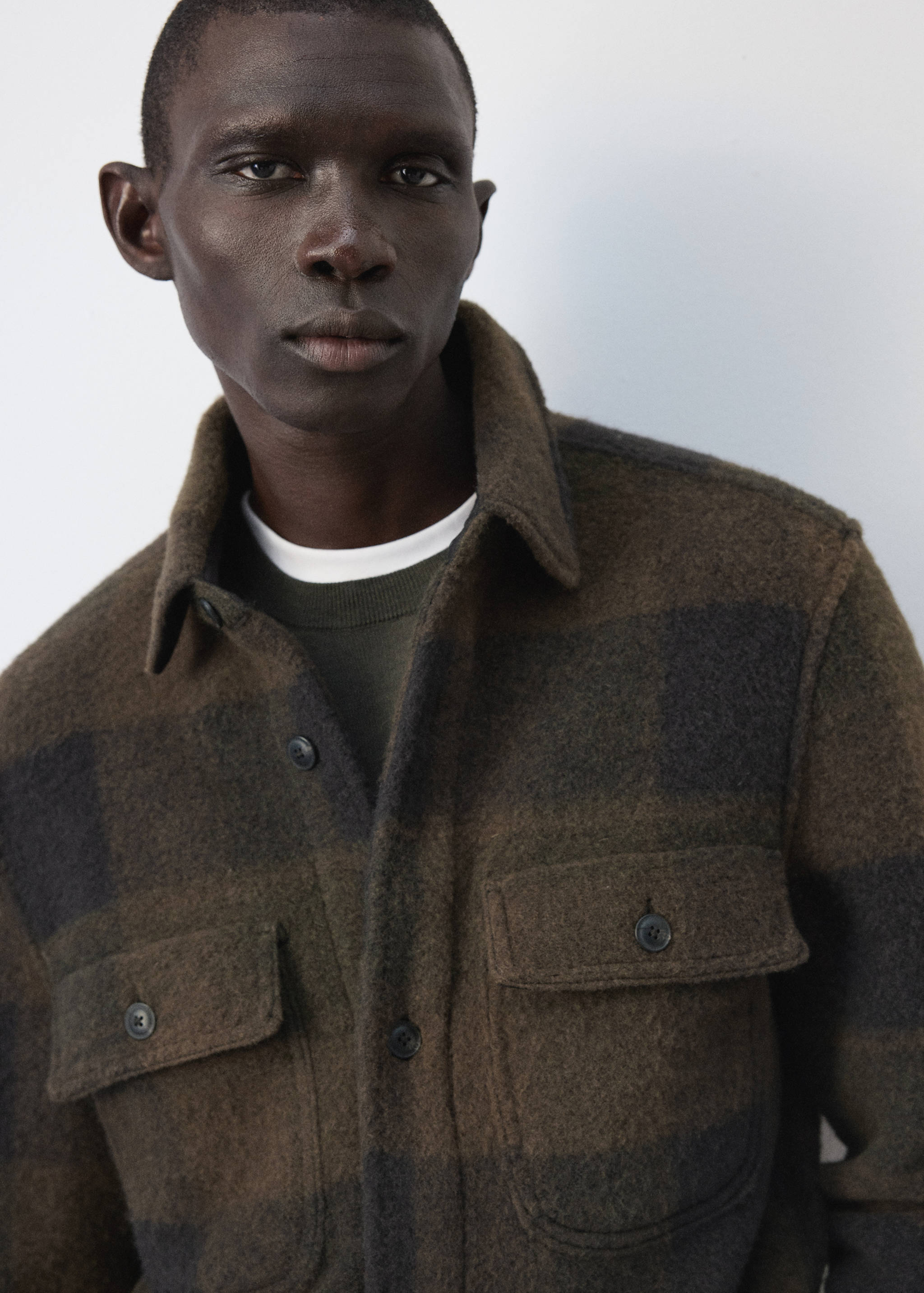 Check wool-blend overshirt - Details of the article 1