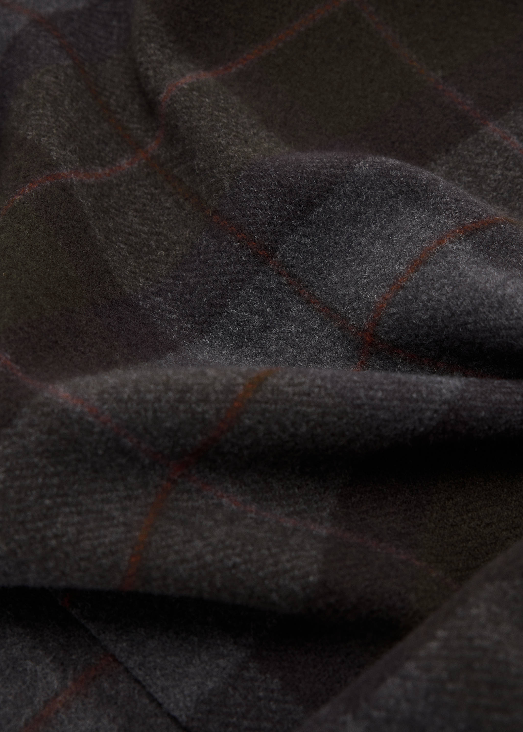 Checked scarf with fringed edges - Medium plane