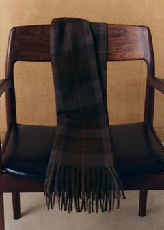 Checked scarf with fringed edges — Khaki 4