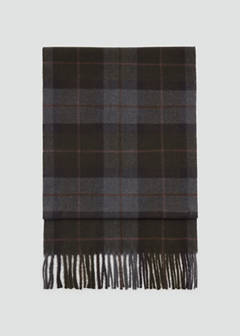 Checked scarf with fringed edges — Khaki 1