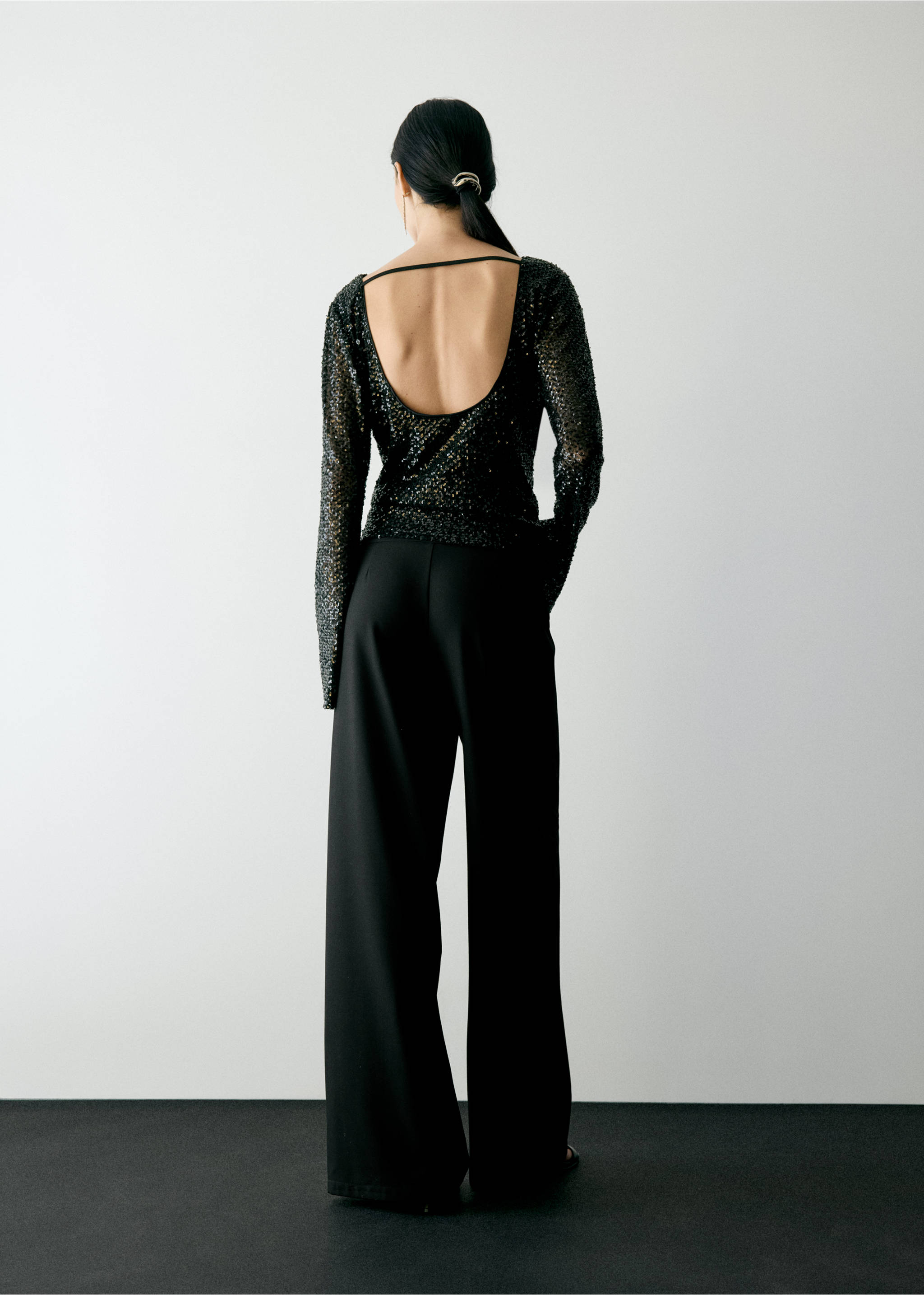 Black trousers, back view, Black. Ref: 37077906-01.