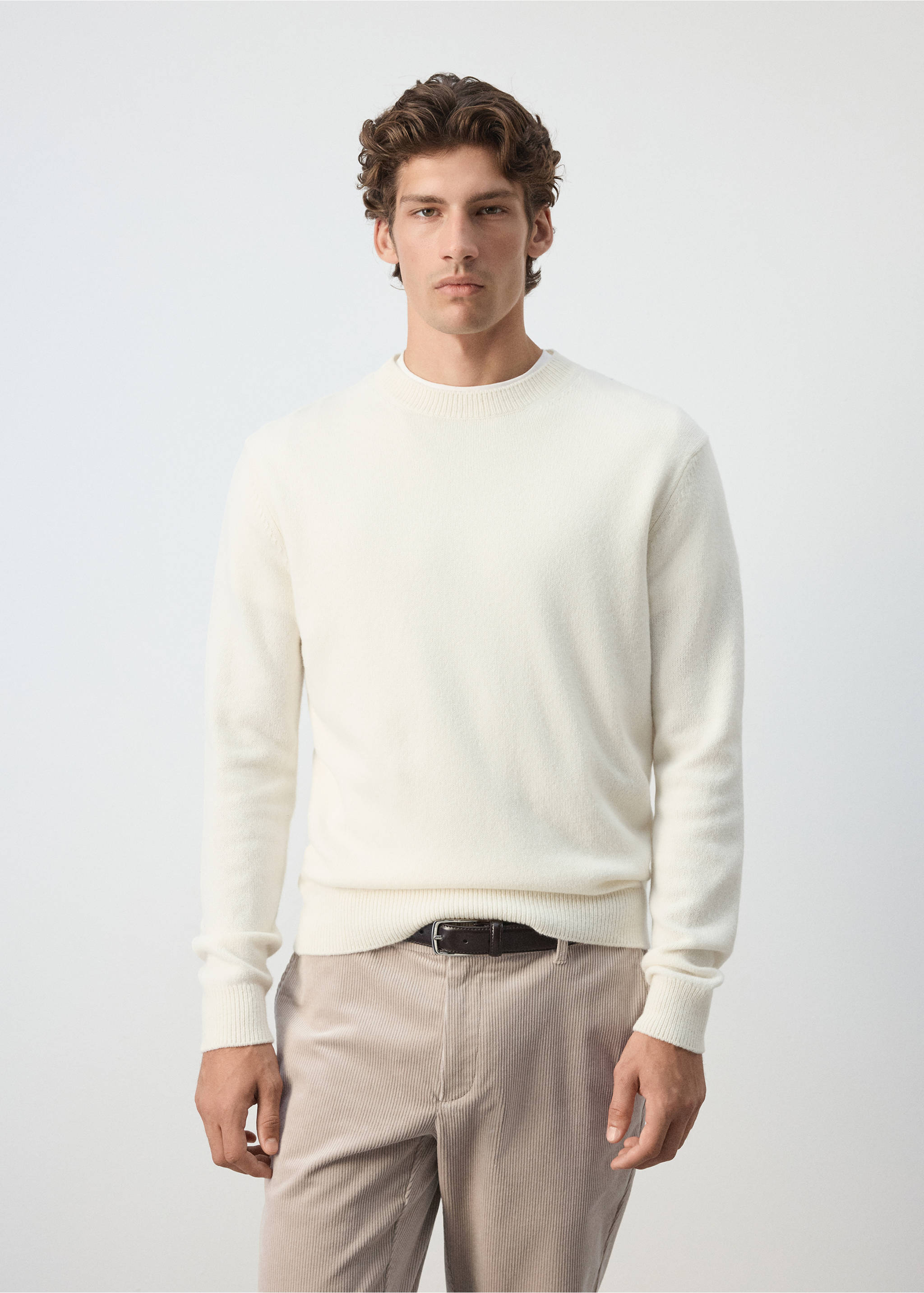 Knitted wool blend sweater - Medium plane, Off White. Ref: 37077908-00.