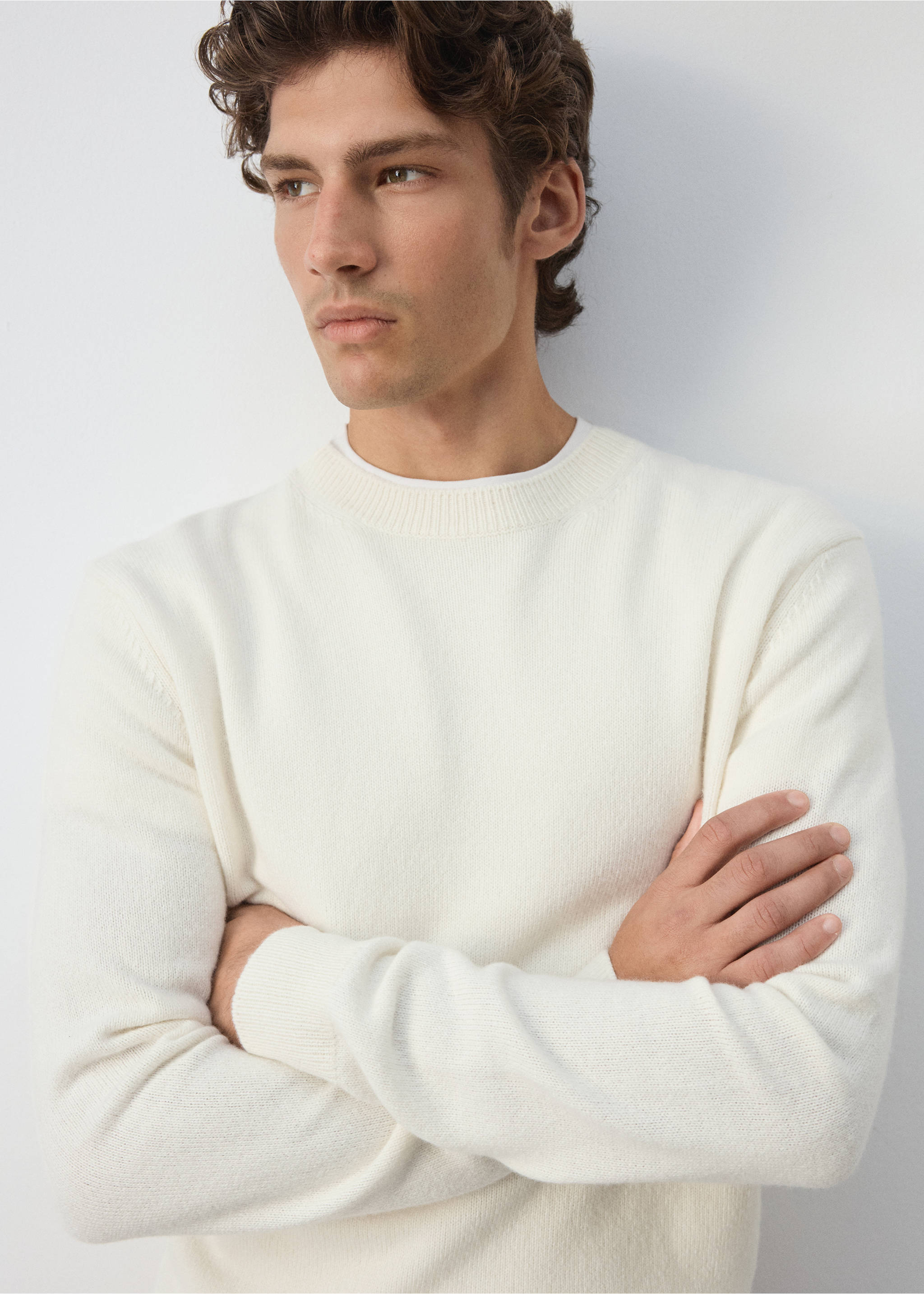 Knitted wool blend sweater - Details of the article 1, Off White. Ref: 37077908-00.