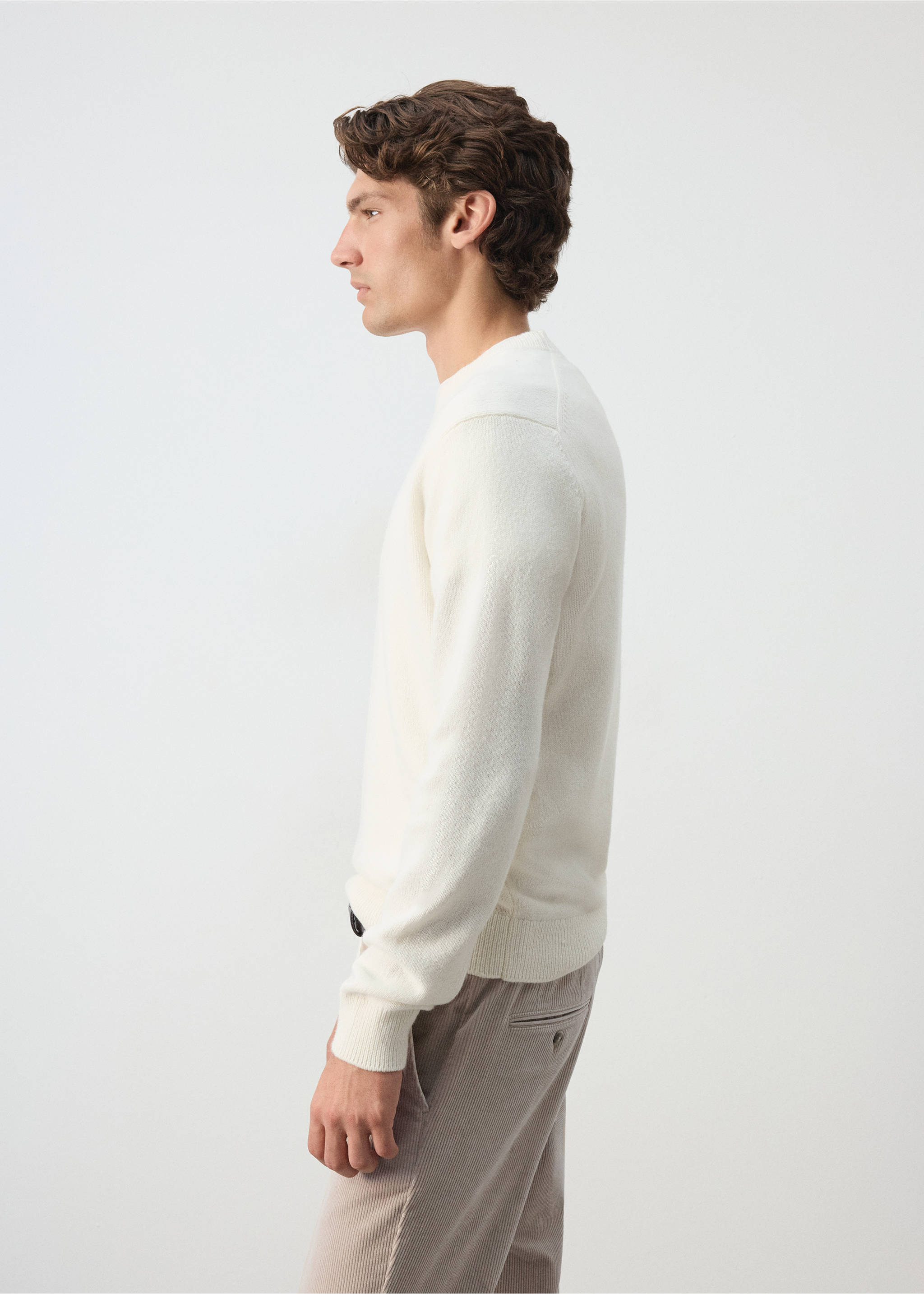 Knitted wool blend sweater - Details of the article 2, Off White. Ref: 37077908-00.