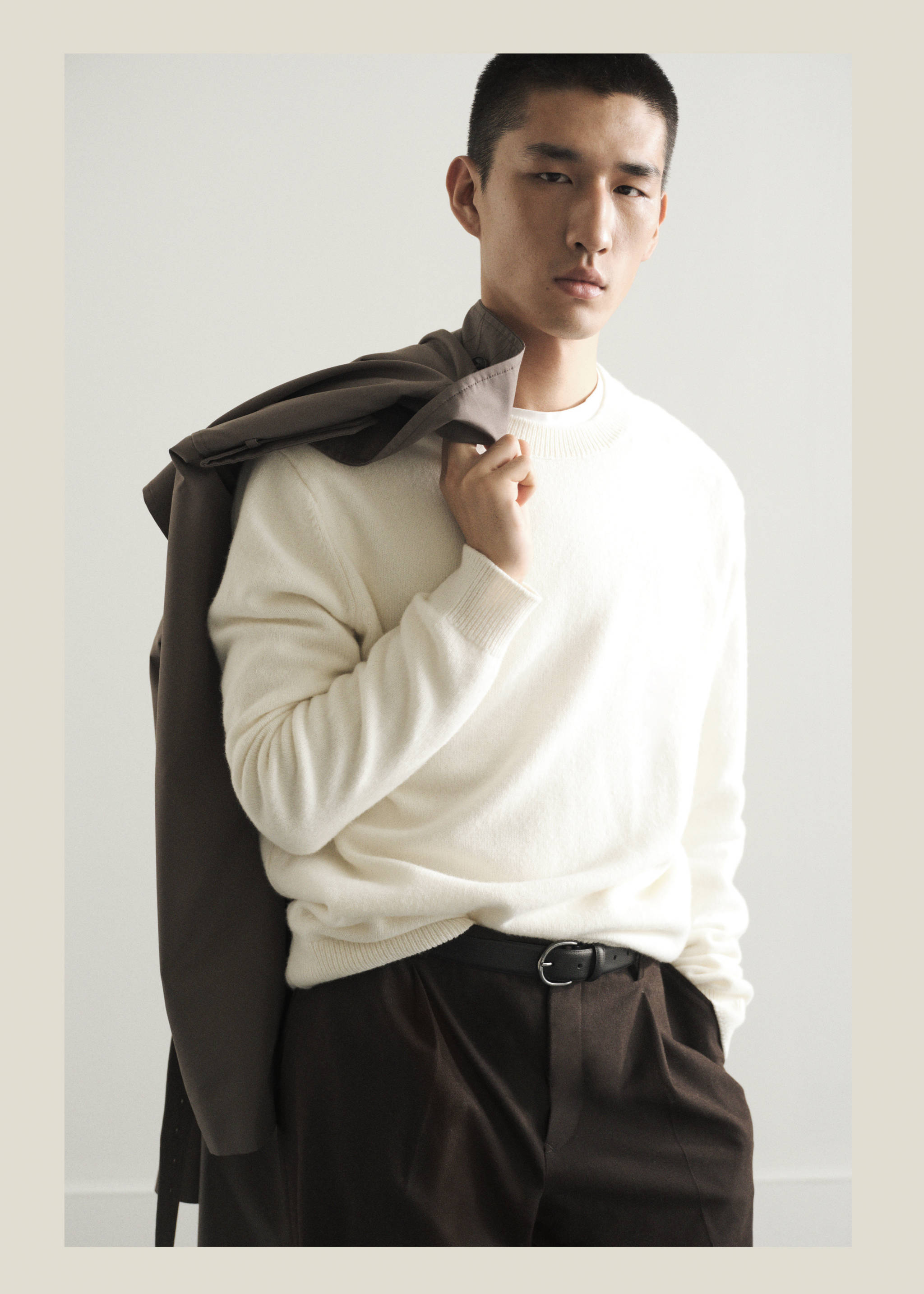 Knitted wool blend sweater - Details of the article 5, Off White. Ref: 37077908-00.