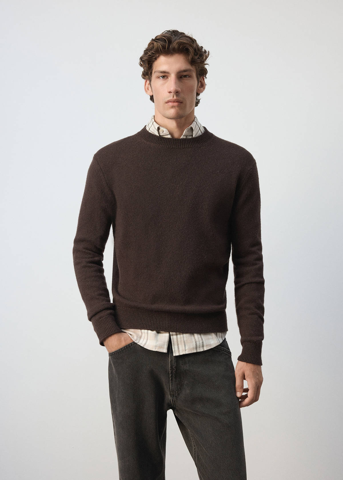 Knitted wool blend sweater — Chocolate