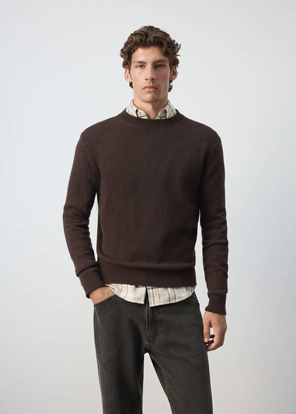 Knitted wool blend sweater — Chocolate