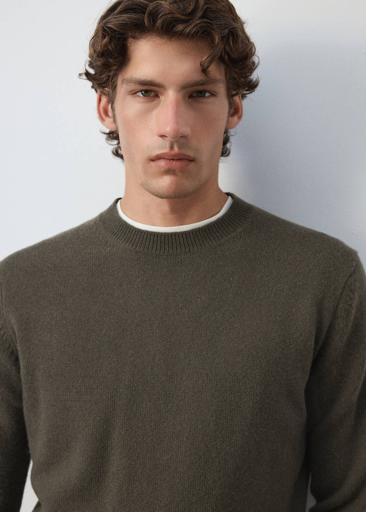 Knitted wool blend sweater — Khaki