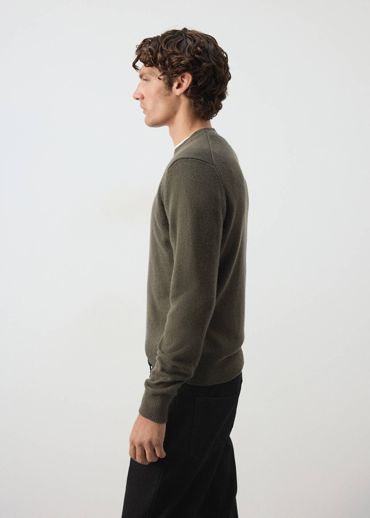 Knitted wool blend sweater — Khaki