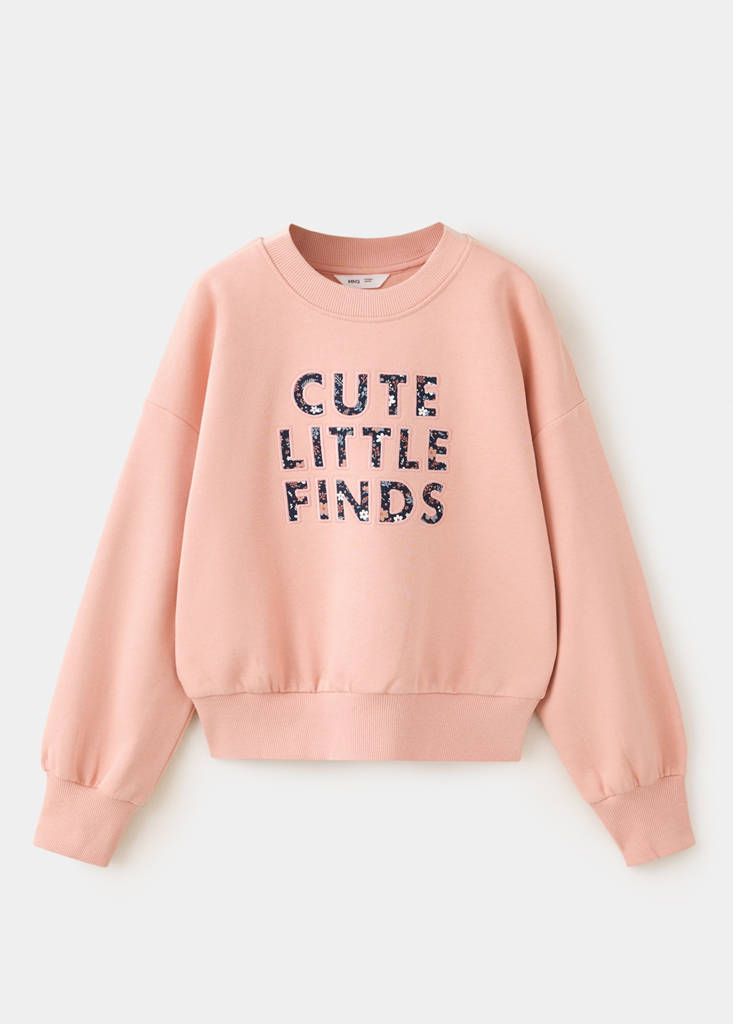 Bluza z bawełny z nadrukiem tekstowym różowy - Dzieci - 13-14 lata - MANGO KIDS