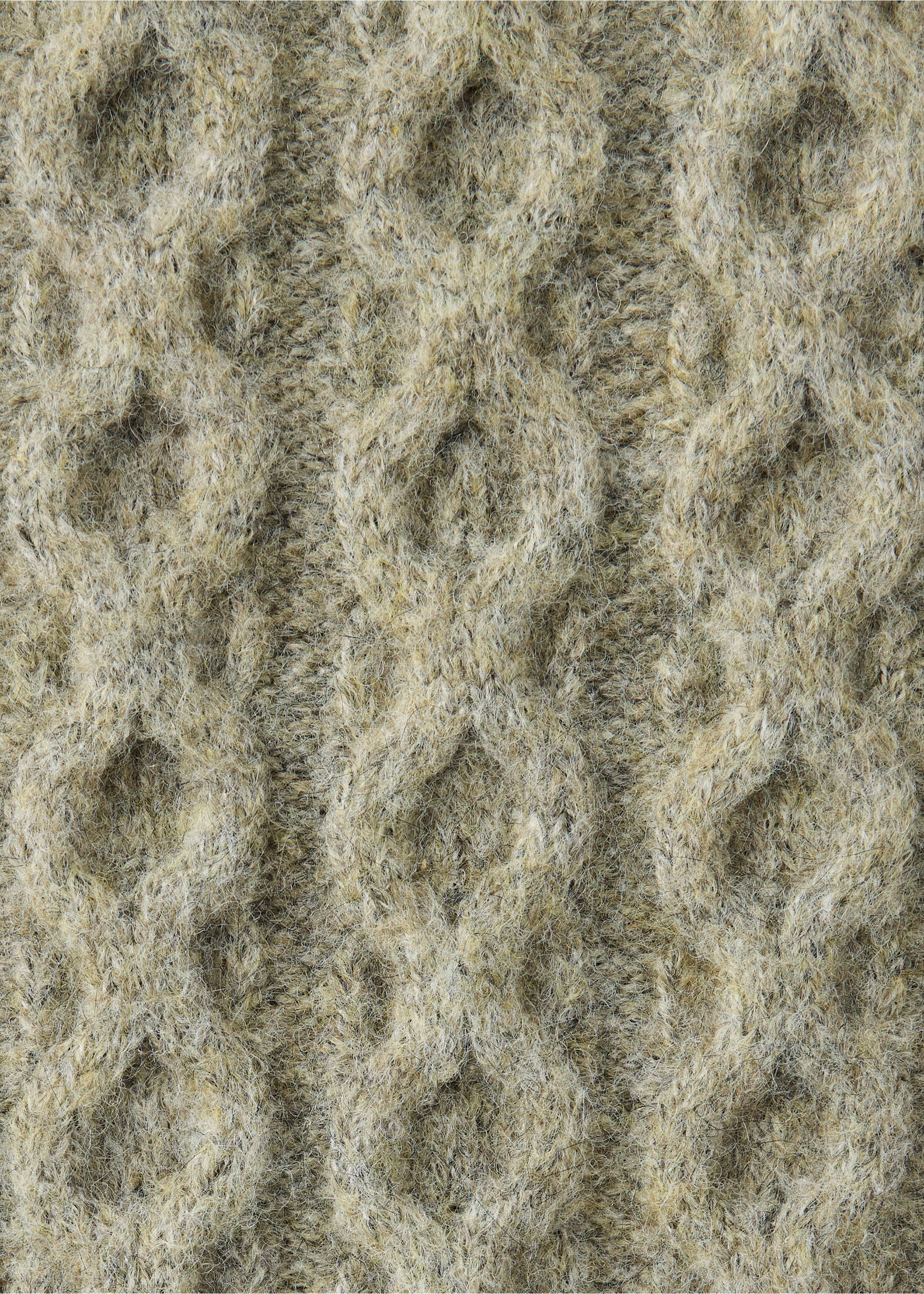 Detalle de la textura del tejido de punto trenzado beige de un jersey., Oliva. Ref: 37077912-00.